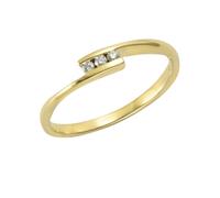 Fingerring OROLINO "Gold 585 mit 3x Brillant zus. 0,06ct." Gr. 19, gelb, Fingerringe, Damen, 060 (19,1), 0,06 SI = kleine Einschlüsse, Gold, Fingerring (62998306-19) gelb