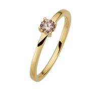 Fingerring OROLINO "585/- Gelbgold glanz 1 Brill. 0,25ct. braun" Gr. 60, gelb, Fingerringe, Damen, 060 (19,1), 0,25 P2 = erkennbare Einschlüsse, Gold, Fingerring (92659927-60)