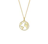 Kette mit Anhänger OROLINO "Gold 375 mit Weltkugel-Motiv 42/45cm lang", gelb, Halsketten, Damen, 42/45cm, Gold, L: 45 B: 14mm, glänzend, Kette mit Anhänger, B:14mm (37099064-0)