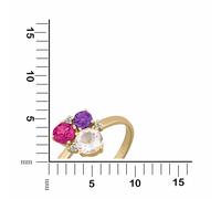 Fingerring OROLINO "585 Gold Rosaquartz Amethyst Rhodolith Brillant" Fingerringe Gr. 052 (16,6), Gold, gelb (gelb, rosa) Damen Fingerringe (30570844-16,5)