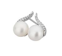 Orolino Ohrringe Gold 585 mit 2 weißen Perlen und 14x Brillant zus. 0,08ct. Einheitsgröße