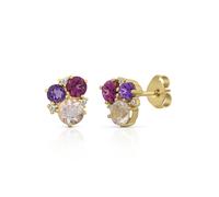 Paar Ohrstecker OROLINO "Gold 585 mit Amethyst Rosaquartz und Brillant", gelb (gelb, rosa), Ohrringe, Damen, one-size, Gold (82238820-0) gelb, rosa