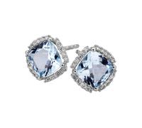 Orolino Ohrringe Gold 585 mit Blautopas (beh.) + 40 Brillanten zus. 0,16ct. Einheitsgröße