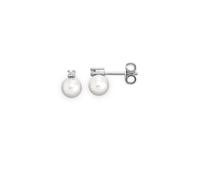 Paar Ohrstecker OROLINO "Gold 585 mit 2 weißen Akoya-Perlen und 2x Brillant zus. 0,04ct.", weiß (weiß, weiß), Ohrringe, Damen, one-size, 0,04 SI = kleine Einschlüsse, Gold (35984236-0) weiß, weiß