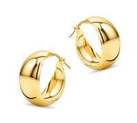 Orovi Creolen Damen 18 Karat vergoldetes 925 Sterlingsilber goldene Creolen silber 925 klein 20mm breit bombiertes Design poliert Scharnierverschluss Made in Italy Geliefert in Schmuckschachtel