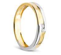 OROVI Damen Ring Bicolor Gelbgold und Weißgold 0.03 Ct Diamant Verlobunsring Ehering Trauring 14 Karat (585) Gold und Diamanten Brillanten