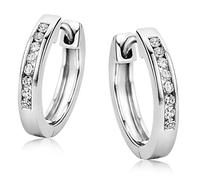 Orovi Damenschmuck, Creolen, aus Weißgold mit Diamantschliff, glänzend, 0,11 Karat, 9 kt / 375 Gold, Gold, Diamant