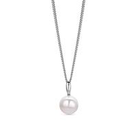 OROVI Halskette Damen -925 Silber- Perlenkette Damen, Kette Silber, Kettenanhänger weiße Süßwasserperle 10 mm, Hypoallergene Silberkette 46cm, Perlen Anhänger, Silberschmuck, inkl. edler Schmuckbox