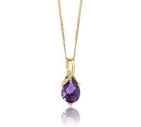 OROVI - Kette Damen aus 14 Karat (585) Gelbgold mit ovalem Amethyst im Tropfenschliff (0.57 ct) - Filigrane Edelstein Halskette Damen mit Anhänger - Goldkette Allergenfrei & handgemacht (45 cm)