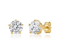 OROVI Ohrringe Gold, 9 karat (375) Gelbgold, Goldene Ohrringe Damen mit Zirkonia Steine, Ohrstecker Gold, Piercing Ohr, Schmuck Damen, Hypoallergener Schmuck, inkl. Edler Schmuckbox