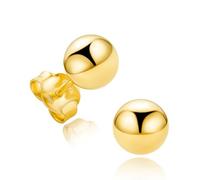 Orovi Ohrstecker Damen 18 Karat vergoldetes 925 Sterlingsilber Kugel 6mm Klassisch Rund Ohrringe silber 925 gold Schmetterlingsverschluss Made in Italy Geliefert in Schmuckschachtel