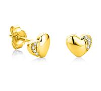 Orovi Schmuck Damen Diamant Herz-Ohrstecker mit 8 natürlichen Diamanten im Brillantschliff in einer Krappen Fassung Zeitlose klassische Ohrringe aus Gelbgold 18 Karat (750) Gold