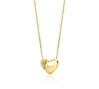 OROVI Schmuck für Damen - Goldkette mit Herzanhänger besetzt mit 4 glänzenden Naturdiamanten in Krappenfassung - zeitlos klassische Halskette aus 18 Karat Weiß- / Gelbgold, Gold, Diamant