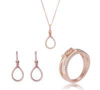 Orphelia 'Aava' Damen-Set aus 925er Sterlingsilber: Halskette + Ohrringe + Ring - Rosé SET-7421 Q