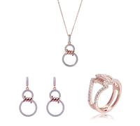Orphelia 'Aavia' Damen 925 Sterling Silber Set: Halskette + Ohrringe + Ring - Rose SET-7422 NICHT