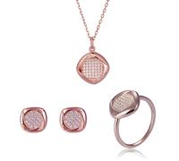 Orphelia 'Amalia' Damen-Set aus 925er Sterlingsilber: Halskette + Ohrringe + Ring - Rosé SET-7442 K