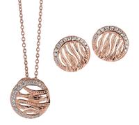 Orphelia Damen 925 Sterling Silber Set: Kettenanhänger + Ohrringe - Rosé SET-6031/1 Einheitsgröße