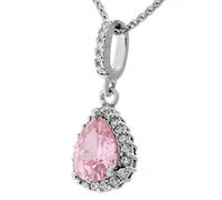 Orphelia Damen-Anhänger met Kette 925 Silber rhodiniert Zirkonia pink Brillantschliff-ZH-7226/PI