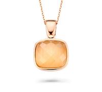 Orphelia Damen-Anhänger met Kette 925 Silber teilvergoldet Zirkonia orange Brillantschliff-ZH-7198/OR
