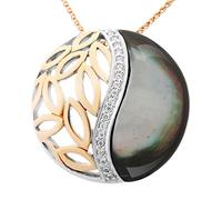 Orphelia Damen-Anhänger met Kette 925 Silber teilvergoldet Zirkonia weiß Brillantschliff Perlmutt-ZH-7112