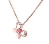 Orphelia Damen-Anhänger mit Kette Silber vergoldet teilvergoldet Zirkonia rot Brillantschliff - ZH-7083