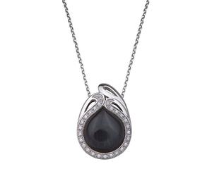 Orphelia Damen-Anhnger mit Kette Black Cateye 925 Sterlingsilber mit Zirkonia 45cm ZH-4568