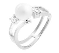 Orphelia Damen-Ring 925 Silber rhodiniert Perle grau Brillantschliff Zirkonia Gr. 56 (17.8)-ZR-7119/PL/56