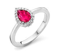 Orphelia Damen-Ring 925 Silber rhodiniert Zirkonia rot Tropfenschliff Gr. 58 (18.5)-ZR-7226/RU/58