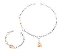 Orphelia Damen-Schmuckset Halskette + Armband 925 Silber teilvergoldet Zirkonia weiß Rundschliff-SET-048