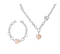 Orphelia Damen-Schmuckset Halskette + Armband 925 Silber teilvergoldet Zirkonia weiß Rundschliff-SET-049