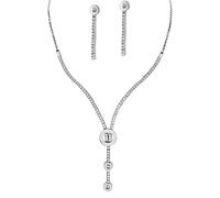 Orphelia Damen-Schmuckset Halskette + Ohrringe 925 Silber rhodiniert Zirkonia weiß Rundschliff-SET-057
