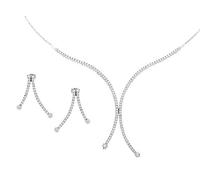 Orphelia Damen-Schmuckset Halskette + Ohrringe 925 Silber rhodiniert Zirkonia weiß Rundschliff-SET-066