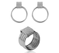 Orphelia 'Eleanor' Damen-Set aus 925er Sterlingsilber: Ohrringe + Ring - Silber SET-7417 R 1/2