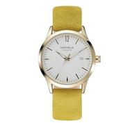 Orphelia Fashion Damen-Armbanduhr Suede Analog Quarz mit Leder Armband, Gelb