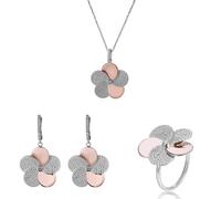 Orphelia 'Fioni' Damen-Set aus 925er Sterlingsilber: Halskette + Ohrringe + Ring - Silber/Rosé SET-7452 K