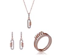 Orphelia 'Gigi' Damen-Set aus 925er Sterlingsilber: Halskette + Ohrringe + Ring - Rosé SET-7438 K