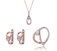 Orphelia 'Gigi' Damen-Set aus 925er Sterlingsilber: Halskette + Ohrringe + Ring - Rosé SET-7439 Q