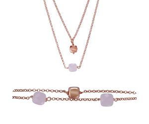 Orphelia 'Joelle' Damen 925er Sterling Silber Set: Armband + Halskette - Rosé SET-7432 Einheitsgröße