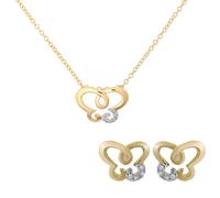 Orphelia 'Joya' Damen 925 Sterling Silber Set: Kettenanhänger + Ohrringe - Silber/Gold SET-7088/1 Einheitsgröße