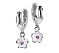 ORPHELIA Kinder-Creolen 925 Silber rhodiniert Zirkonia pink Brillantschliff - ZO-6074