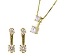 Orphelia 'Lykke' Damen 925 Sterling Silber Set: Kettenanhänger + Ohrringe - Gold SET-7128/G Einheitsgröße