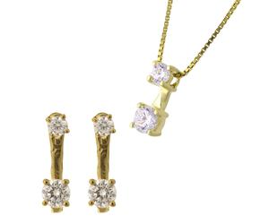 Orphelia 'Lykke' Damen 925 Sterling Silber Set: Kettenanhänger + Ohrringe - Gold SET-7128/G Einheitsgröße