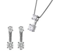 Orphelia 'Lykke' Damen 925 Sterling Silber Set: Kettenanhänger + Ohrringe - Silber SET-7128 Einheitsgröße