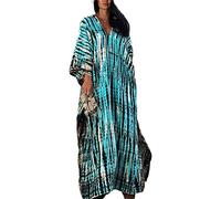 Orshoy Damen Kaftan Übergröße Strandkleider Kimono Lang Kleid Badeanzug Cover Ups Boho Übergroße Maxi Strandkleid Sommer Kaftan Maxikleid für Urlaub und Strand
