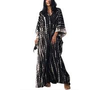 Orshoy Damen Lang Strandponcho Bikini Coverups Strandkleid Strandtunika Kaftan Boho Kleid Sommerkleid Badekleid Badeanzug Sommer Maxikleid Beachwear B-Schwarz