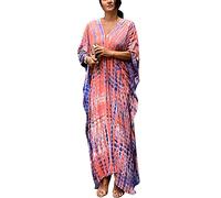 Orshoy Damen Strandkleid Strandtunika Kaftan Boho Kleid Lang Strandponcho Bikini Sommerkleid Badekleid Badeanzug Sommer Maxikleid Beachwear Boho Bademode Rosa/Violett