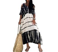 Orshoy Damen Türkischer Stil Strandkleider Beiläufige Baumwolle Boho Maxi Kleid Blumen Lang Kaftan Beach Badeanzug Urlaub Kleid Partykleid Elegant Maxikleid Bademode Outwear