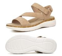 Ortho + Rest Damen Orthopädische Sandalen mit Fußgewölbestütze Bequem Wandersandalen mit Verstellbaren Riemen(Beige,41)