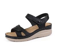 Ortho + Rest Damen Sandalen mit Fußgewölbestütze Fußbett Bequeme Orthopädische Wandersandalen (42,Black)