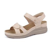 Ortho+rest Damen Sandalen mit Fußgewölbestütze Fußbett Bequeme Orthopädische Wandersandalen (9.5/40,Beige)
